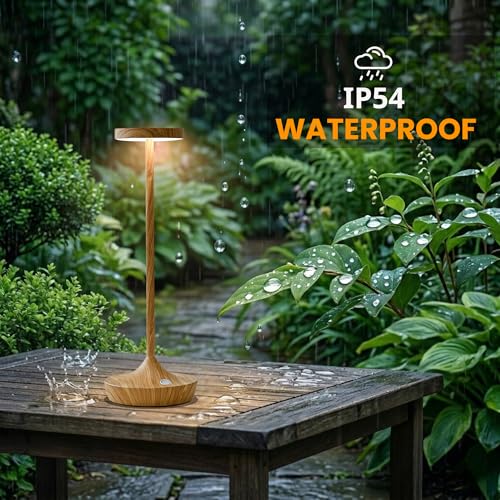 2 Pack Cordless Table Lamps, Rechargeable 6000mAh, 72H Runtime, Waterproof - color: Bamboo Pattern