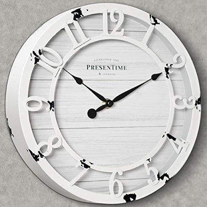 Presentime 10" Farmhouse Series Wall Clock - color: Antique Distressed White, size: 10 inch