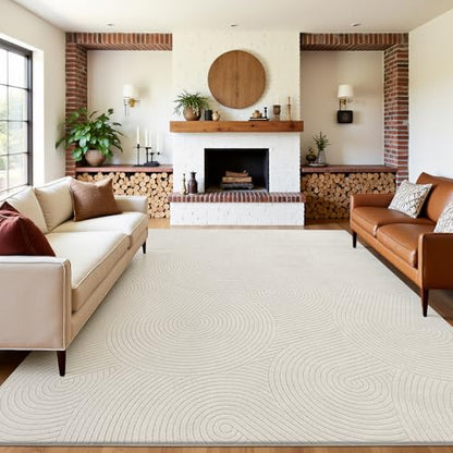 U'Artlines 9x12ft Washable Area Rug for Living Room, Beige - size: 9 x 12ft