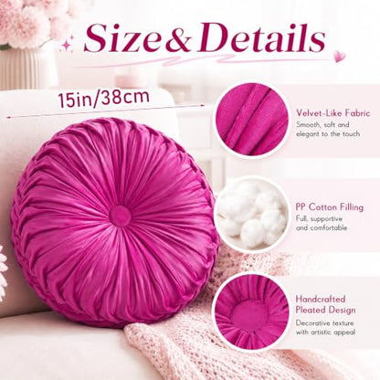 Drydiet 1 Pcs Round Throw Velvet Pillow (Magenta Pink, 15'') - color: Magenta Pink, size: 15''