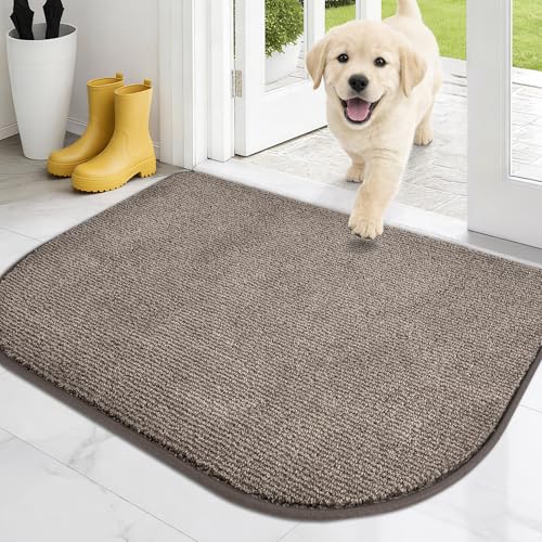 PURRUGS Dirt Trapping Door Mat, 24" x 35.5"(Half Round), Heathered Beige - color: Heathered Beige, size: 24" X 35.5" (Half Round)