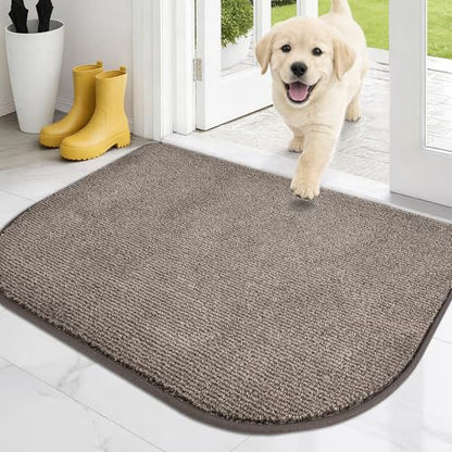 PURRUGS Dirt Trapping Door Mat, 24" x 35.5"(Half Round), Heathered Beige - color: Heathered Beige, size: 24" X 35.5" (Half Round)