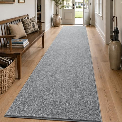 2x10 Grey Runner Rug Washable Non-Slip Soft for Kitchen Hallway Bathroom - color: 09 Grey, size: 2' x 10' (Runner)