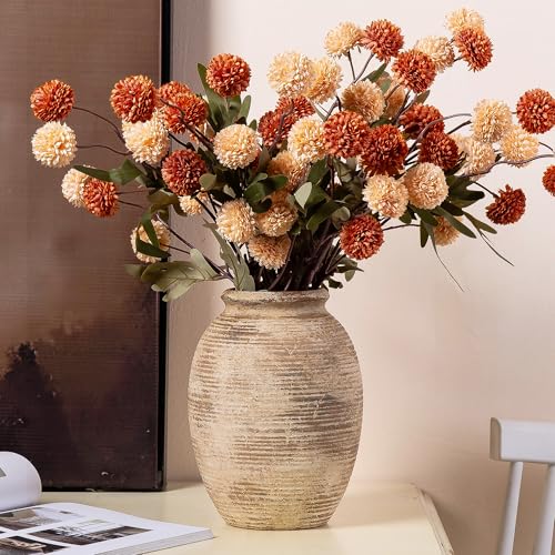 Rustic Ceramic Flower Vase - 8in Vintage erracotta Vase for Home Decor - Christmas Decorative TFlower Bud Vases, Mondern Farmhouse Vase - Living Room Shelf Decor Table, Lyeec - color: 112-3-8.4in