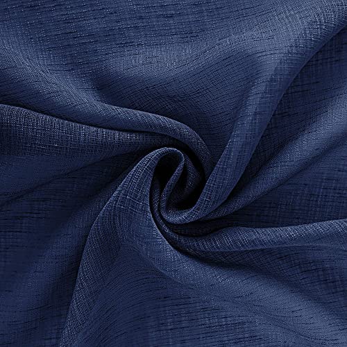 KOUFALL Navy Blue Valances for Windows,Sheer Linen Look Valance Curtains for Kitchen Bathroom,Dark Blue - color: Navy Blue