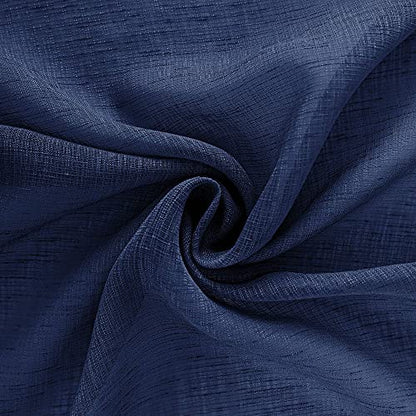 KOUFALL Navy Blue Valances for Windows,Sheer Linen Look Valance Curtains for Kitchen Bathroom,Dark Blue - color: Navy Blue