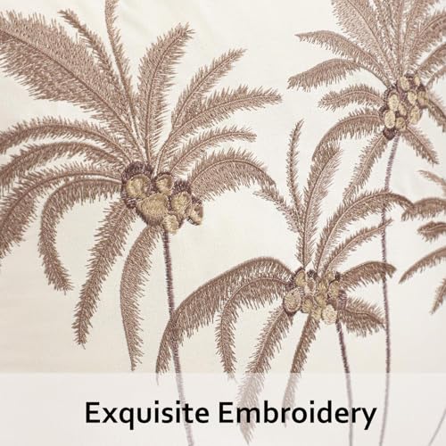 Embroidered Pillow Covers 18x18 Brown Coconut Trees Fall Decor - color: Brown Coconut Palm Trees