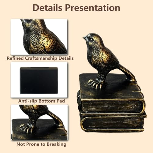 Dosker Bird Decorative Book Ends for Shelves (Retro Bronze)