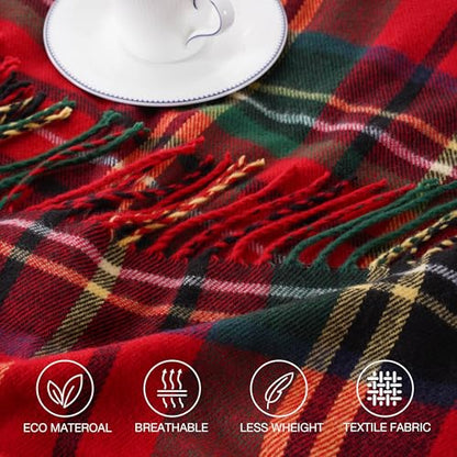 Christmas Red Plaid Throw Blanket for Couch, Bed, Red Plaid Blanket 50"x60" - color: Christmas Red Plaid