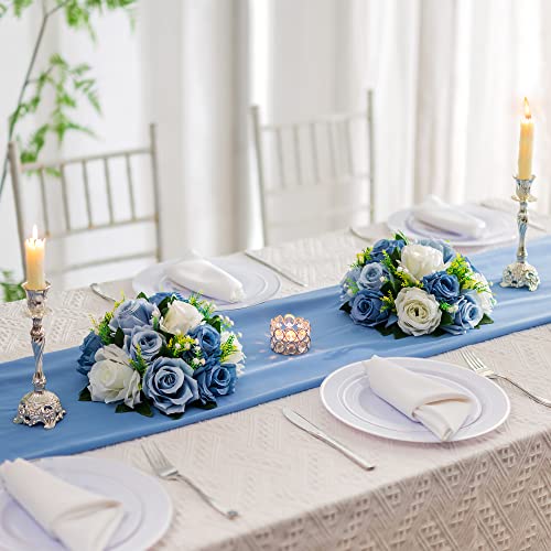 Flower Centerpieces Wedding Tables: Dusty Blue & White, 2 Packs - color: Dusty Blue & White