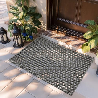 GRANNY SAYS Front Door Mat Indoor Entrance, Entryway Rugs Non Slip Washable, Waterproof Welcome Rubber Door Mat for Outside Entrance, Low Profile Outdoor Mats for Front Door, Grey 19" x 29.5"