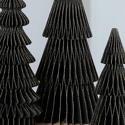 Winter Honeycomb Paper Trees, Set of 3 (Medium Set 3 Black) - color: Medium Set 3 Black