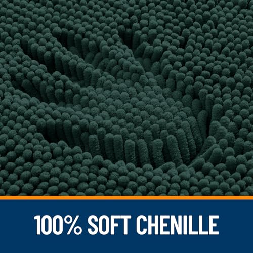 OLANLY Toilet Rugs U-Shaped 20x20, Soft Absorbent Chenille Contour Rugs - color: Blackish Green, size: 20" X 20" Contour Rug
