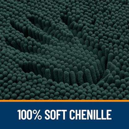 OLANLY Toilet Rugs U-Shaped 20x20, Soft Absorbent Chenille Contour Rugs - color: Blackish Green, size: 20" X 20" Contour Rug