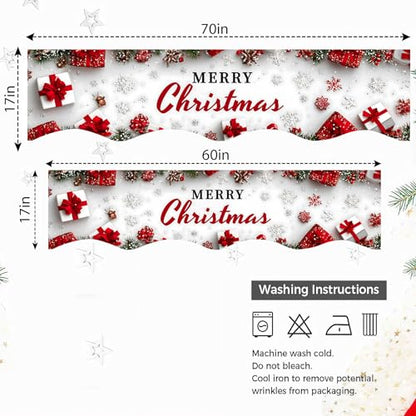 NYZE Christmas Mantel Scarf 70 x 17 Inch Fireplace Mantel Scarf Cover Decoration for Christmas Fireplace Scarf Shelf Top Runner Holiday Winter Home Decor - size: 70 x 17 in, style: Merry Xmas 2
