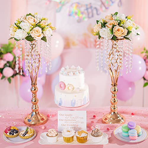 Flower Centerpieces Wedding Tables: Champagne & White, 2 Packs - color: Peachy Champagne & White