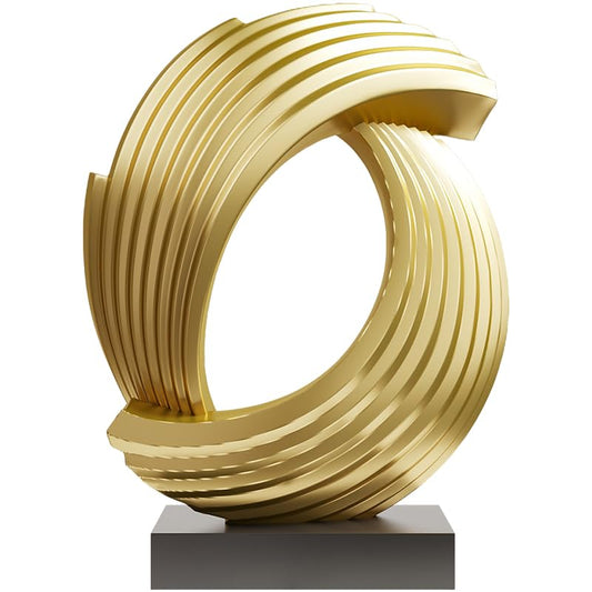 Golden Wave Resin Origami Statue Modern Abstract Home Decoration Emphasizes Abstract Office Desk Carving Table Family Bedroom Living Room Garden Office Golden Stripe Decoration (B) - color: B