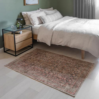 Rustica 4' x 6' Terracotta & Black Accent Rug - Persian-inspired design - size: 4' x 6' (Rectangular)