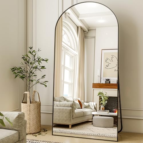 XRAMFY 78"x38" Black Arch Full Length Mirror - color: Black, size: 78"L x 38"W