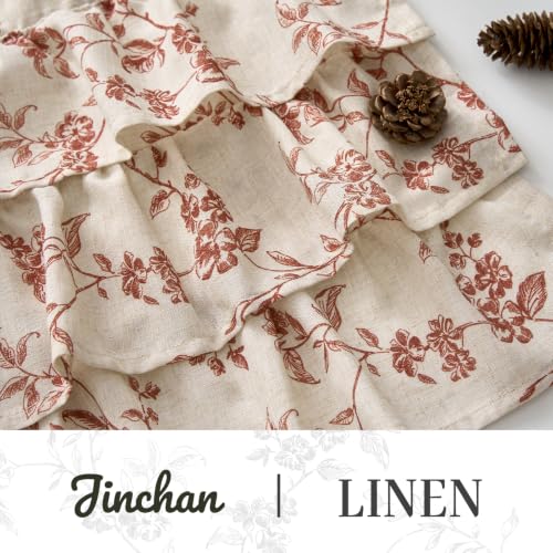 jinchan Alisa Ruffled Floral Valance Curtain 18 Inch 1 Panel Terracotta - color: Alisa Terracotta on Linen