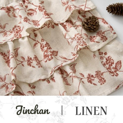 jinchan Alisa Ruffled Floral Valance Curtain 18 Inch 1 Panel Terracotta - color: Alisa Terracotta on Linen