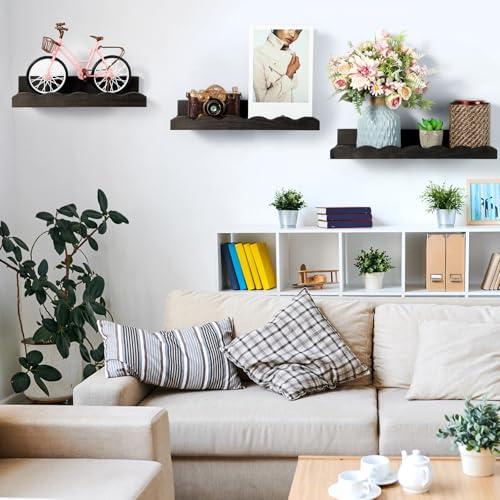 Suzile 2 Pcs Scalloped Floating Wall Shelves,16.5",Black - color: Black, size: 16.5"