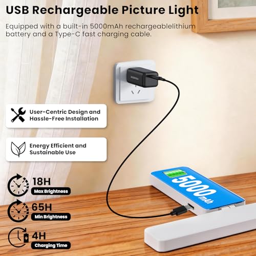 Picture Lights for Wall Battery Operated, White 2 Pack 3CCT Dimmable Light - color: White-3CCT