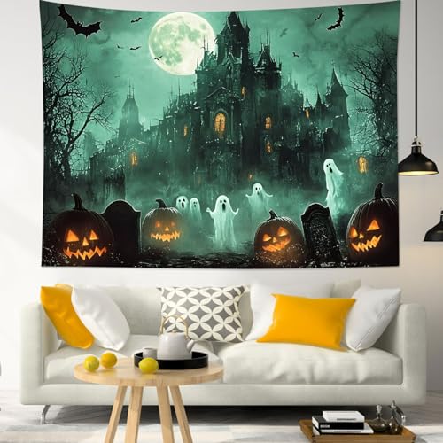 HVEST Horror Halloween Tapestry Wall Hanging for Bedroom,40L x 60W Inches - color: Green, size: 40"L x 60"W