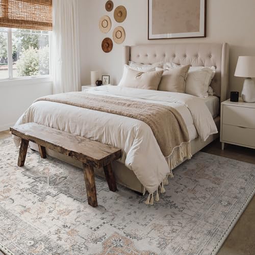 GENIMO 5x7 Washable Area Rugs for Living Room, Non Slip, Light Taupe Brown - color: Light Taupe Brown, size: 5' x 7' (Rectangular)