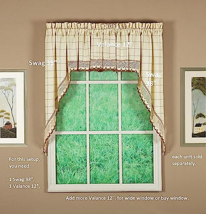 Today's Curtain Adirondack 2-Tone Crochet Swag 38", Ecru/Toast, 60W x 38L - color: Ecru/ Toast, size: 60"W x 38"L (Pack of 1)