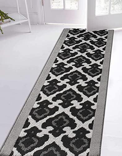 REMNAZ Custom Size Non-Slip Rubber Backed Hallway & Stair Runner | Washable, Robot & Pet Friendly | Curl Resistant, Shed-Free, Anti-Fray Edges | 31 inch Wide X 6 feet Long, Royal Grey - color: ‎royal / Grey, size: 31 inch Width X 6 Feet Length