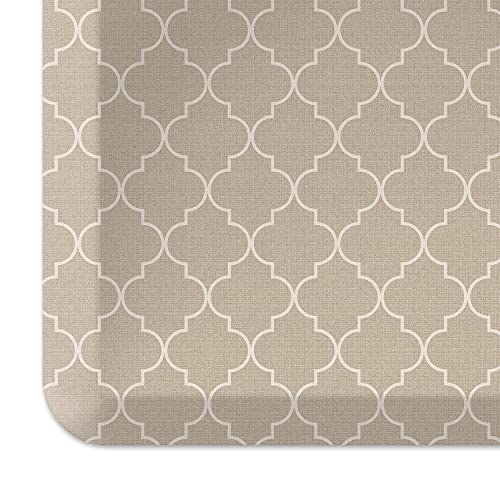 GelPro Anti-Fatigue Designer Comfort Kitchen Floor Mat, 20x32, Trellis Khaki Stain Resistant Surface with 3/4” Thick Ergo-Foam Core for Health and Wellness - color: Trellis Khaki, size: 32"L x 20"W x 0.8"Th