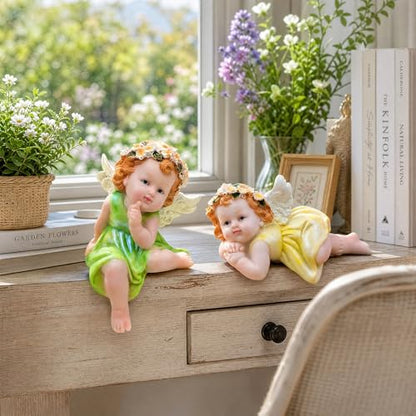 XJar Resin Garden Fairy Figurine, Lying Hand Painted Yard Decor Statue - color: Fairy - Prone Posture