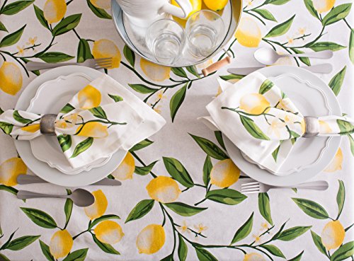 DII Lemon Bliss Tabletop Collection, Tablecloth, 60x84 - size: 84" x 60" (Rectangular)