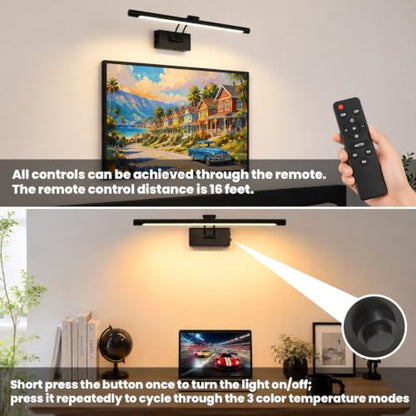 Battery Operated Picture Light for Wall,Matte Black 23.6-Inch - color: Black, size: 23.6 Inch