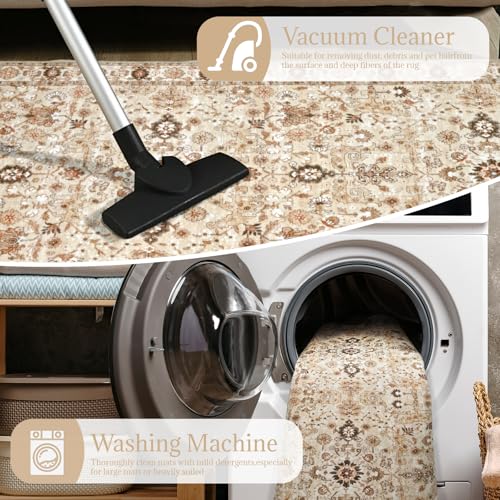 Machine Washable Hallway Runner Rug: 2'x6' Kitchen Rugs - color: Beige /Khaki/Multi, size: 2' x 6' (Rectangular)