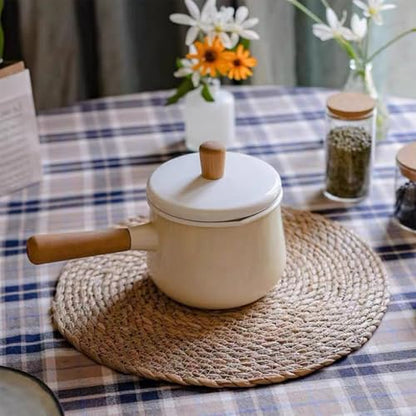 Round Woven Placemats Set of 4, with 72 Inches Long Farmhouse Macrame Table Runner Burlap Cotton Linen Table Runners Chargers for Dinner Plates, Beige & Brown - color: Beige & Brown, size: 12 x 72 Inches, 4Pcs Round