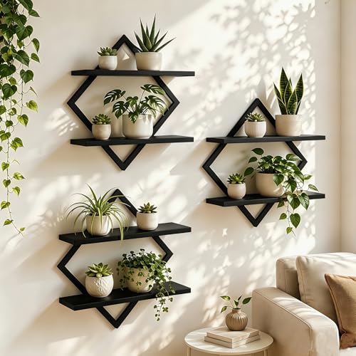 Set of 3 Wall Plant Holder, Black - color: Black-3pack