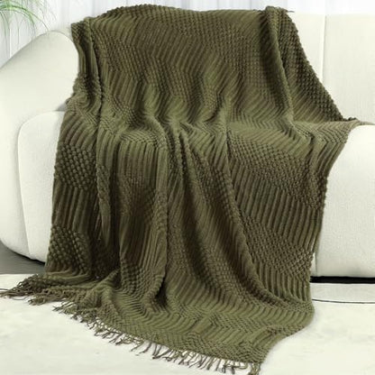 Blagic Soft Knitted Throw Blanket for Couch and Bed,Dark Green,50"x60" - color: E-dark Green, size: 50 × 60 in