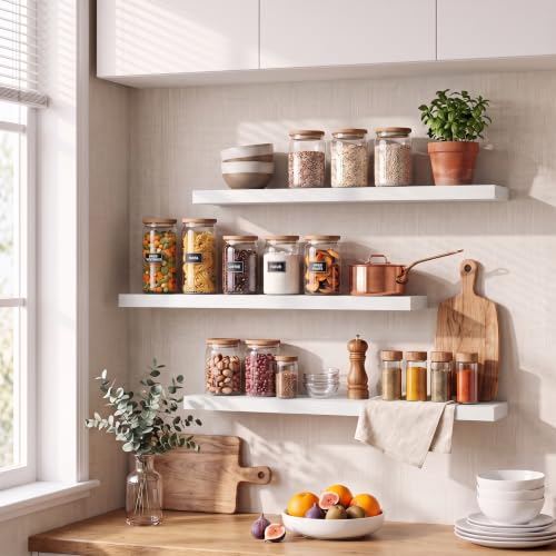 Dreamland 16" White Floating Shelves 6.7" Deep Wall Mounted Set of 2 - color: White, size: 6.7"D x 16"L