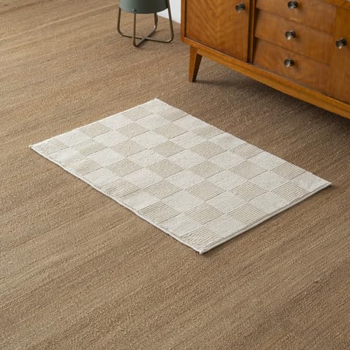 Revival Rugs Willow 2'x3' Area Rugs for Kitchen Bedroom - Washable, 100% Recycled, Oeko-TEX Certified, Medium Pile, Modern, Beige, Cream - size: 2' x 2'11" (Rectangular)