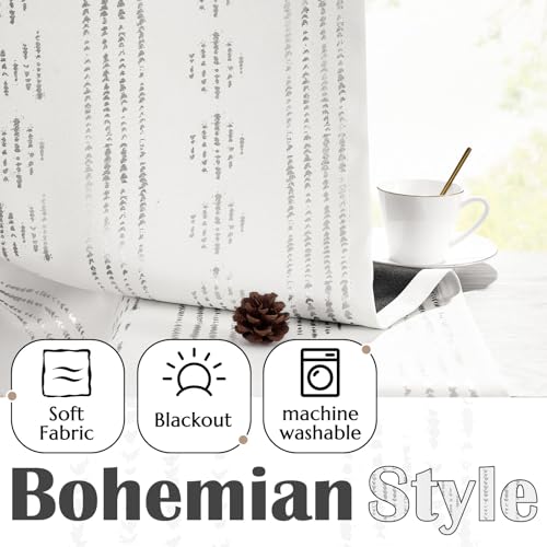 jinchan Striped Valance 16 Inch Modern Boho 1 Panel Silver on White - color: Boho| Silver on White, size: 52"W x 16"L (Pack of 1)