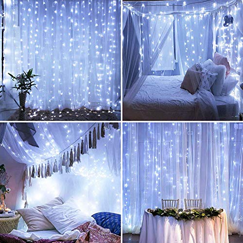 HEYFUNi Curtain Lights Plug in, 13FT x 6.5FT Window Icicle Lights, White - color: White, size: 13ft*6.5ft