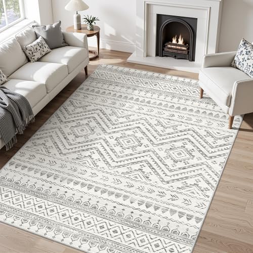 Miukiki 5x7 Washable Area Rug for Living Room, Soft Non Slip Rug Grey - color: Grey, size: 5' x 7' (Rectangular)