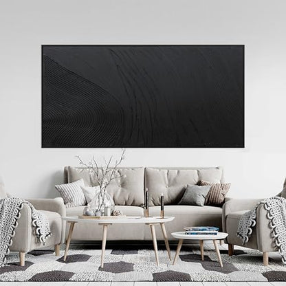 Large Framed Black Texture Abstract Canvas Wall Art for Living Room 29"x58" - color: Black, size: 58"L x 29"W