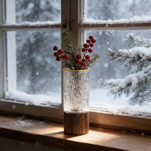 Artistic Wood Glass Vase,Wooden Base,Tall Vases Bottles for Flowers, Cylinder Vases for Wedding Centerpieces Table Shelf Decor(Asian) - style: Asian
