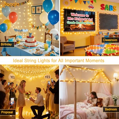 Pooqla Warm White Battery String Lights, 2x50 LED Christmas Fairy Lights - color: Warm White, size: 50 LED x2