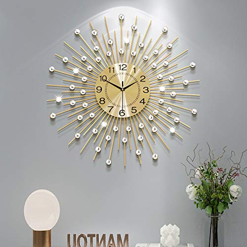 Large Wall Clocks for Living Room Decor Big Silent Analog Clock - color: Gold, size: 24 inch