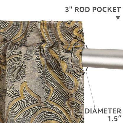 Loom and Mill European Jacquard Valances for Windows Antique Style, 54"x18" - color: Taupe+gold