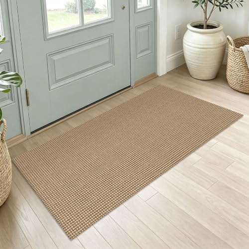 IOHOUZE Washable Runner Rug 2x4 Non Slip Rubber Backed Runners for Hallways Entryway Runner Indoor, Throw Rug Woven Cotton Floor Carpet for Hall Entrance Bedroom, Orange/Tan/Brown - color: Orange/Tan/Brown, size: 2' x 4' (Runner)